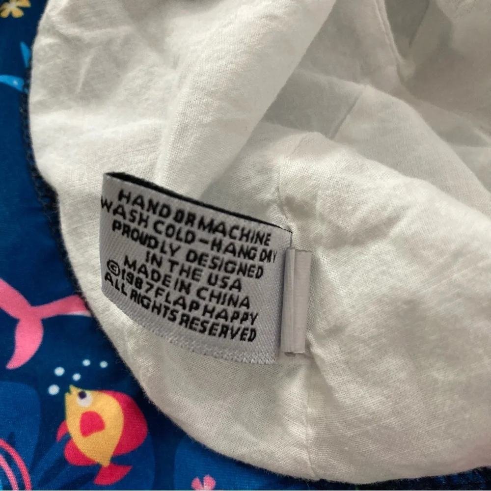 Flap Happy Kids L Sun Hat Dolphins Rainbows‎ Sea Life Print UPF Beach Cap